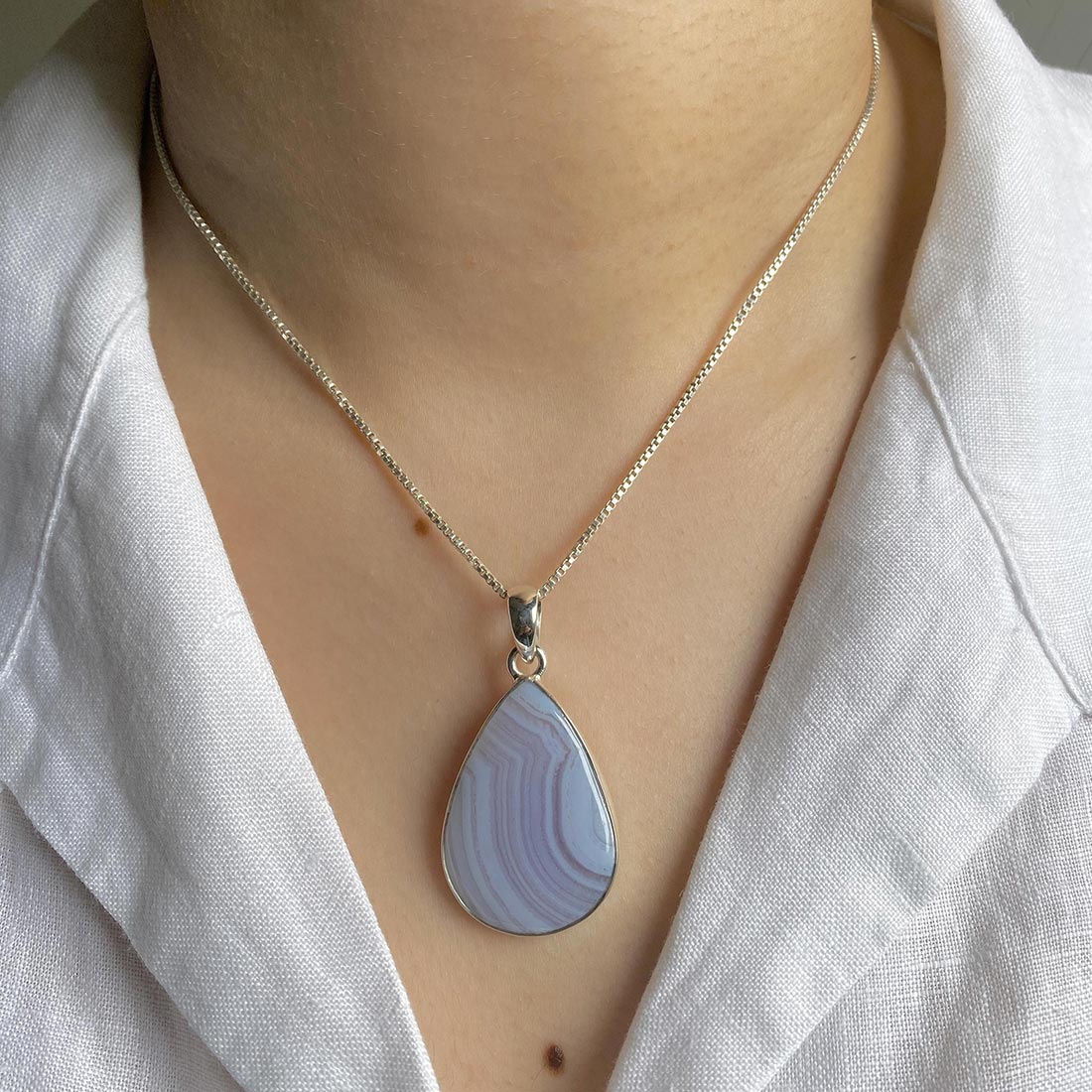 Blue Lace Agate Pendant-(BLA-P-20.)