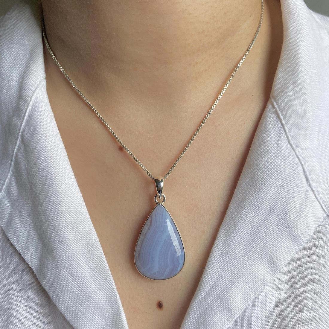 Blue Lace Agate Pendant-(BLA-P-21.)