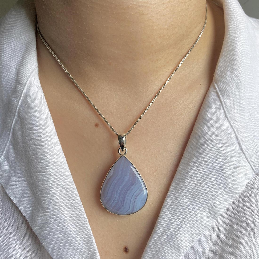 Blue Lace Agate Pendant-(BLA-P-22.)