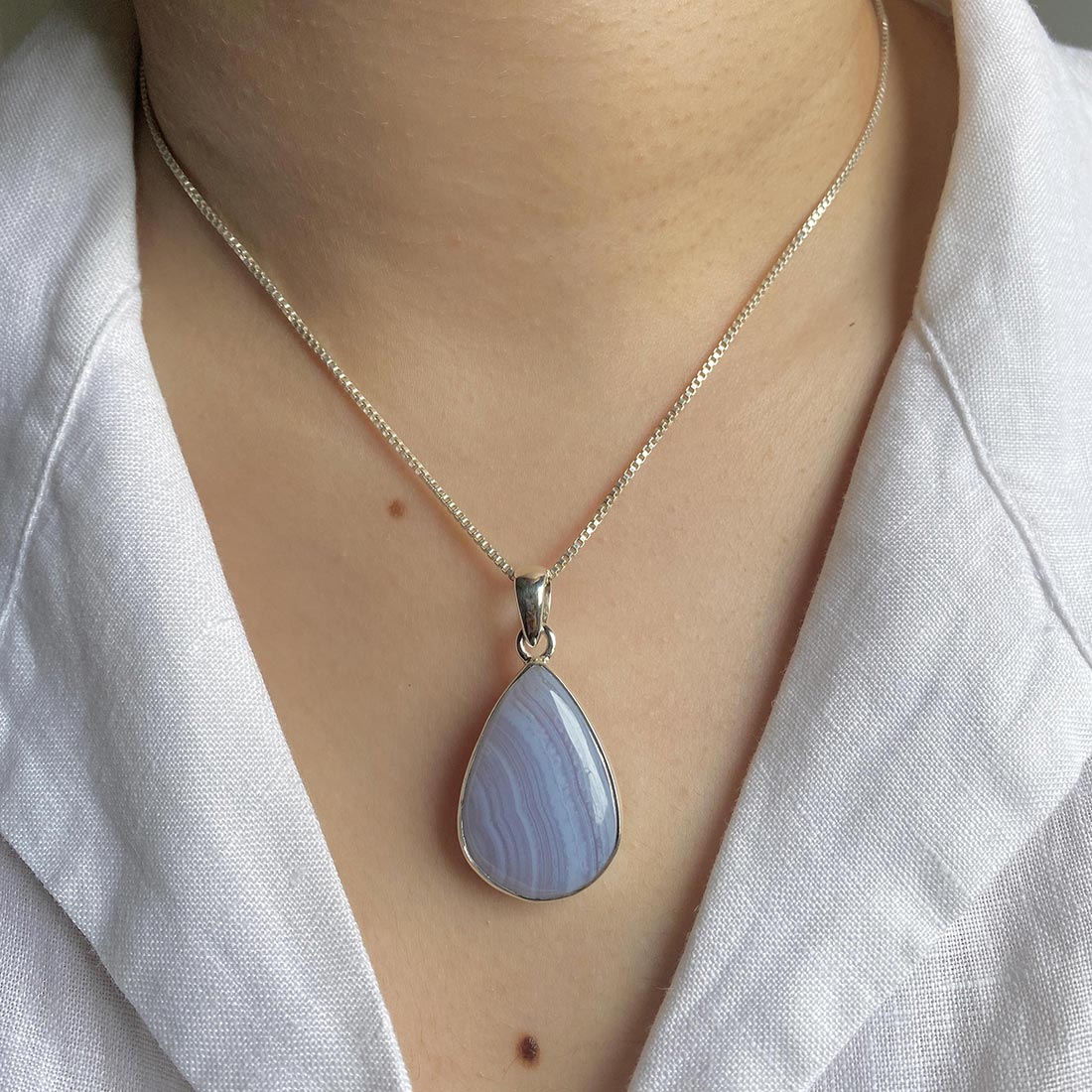 Blue Lace Agate Pendant-(BLA-P-23.)