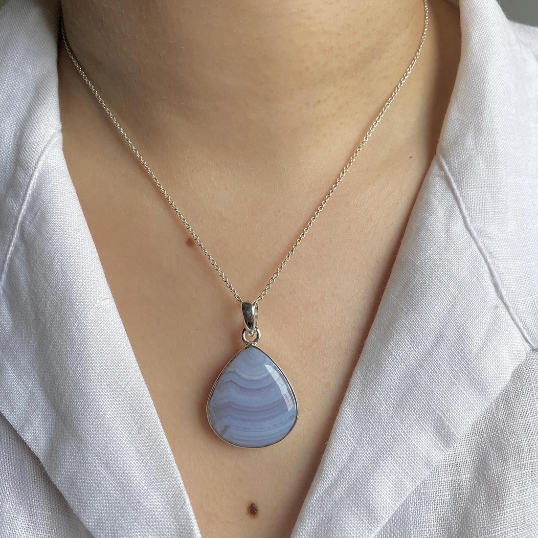 Blue Lace Agate Pendant-(BLA-P-24.)