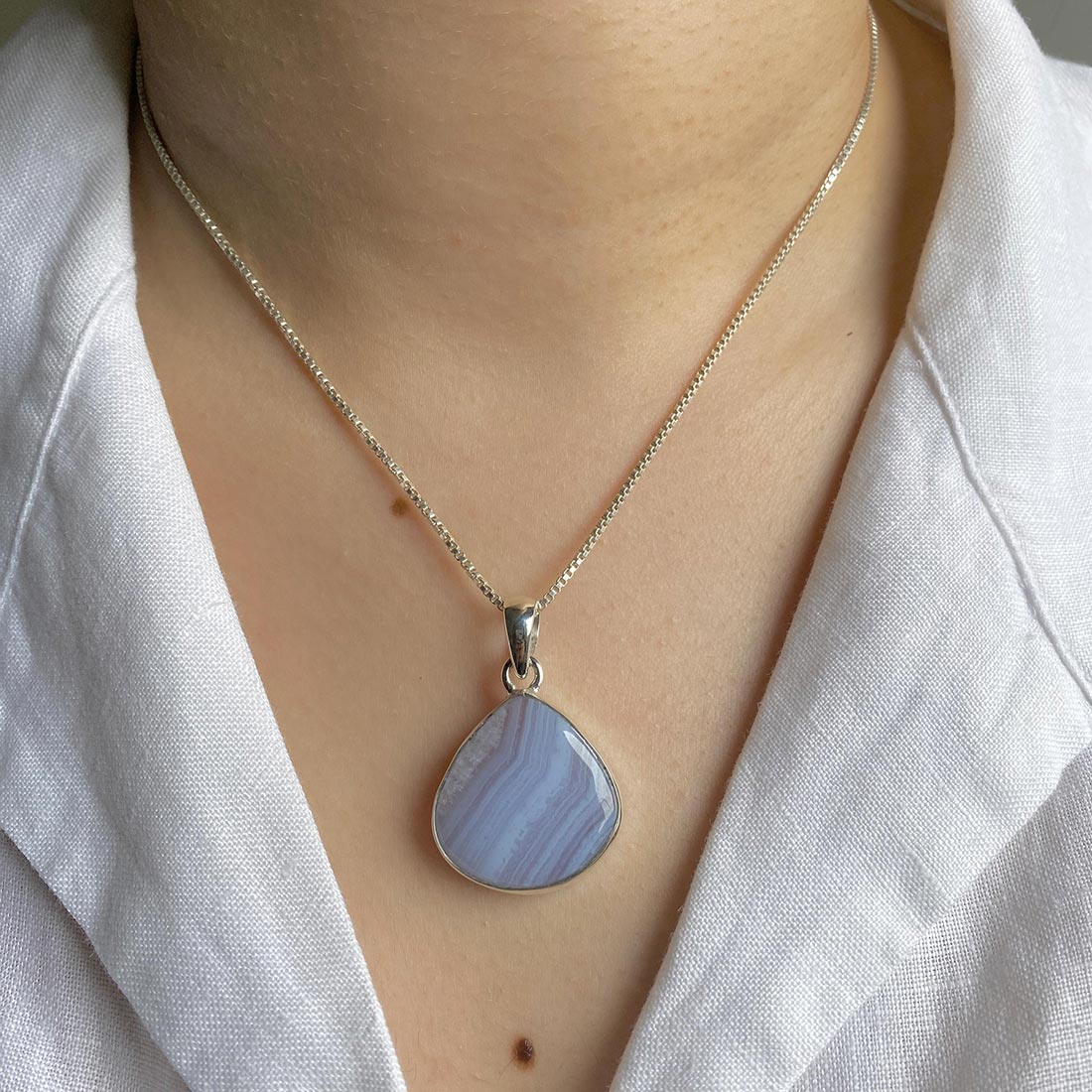 Blue Lace Agate Pendant-(BLA-P-25.)