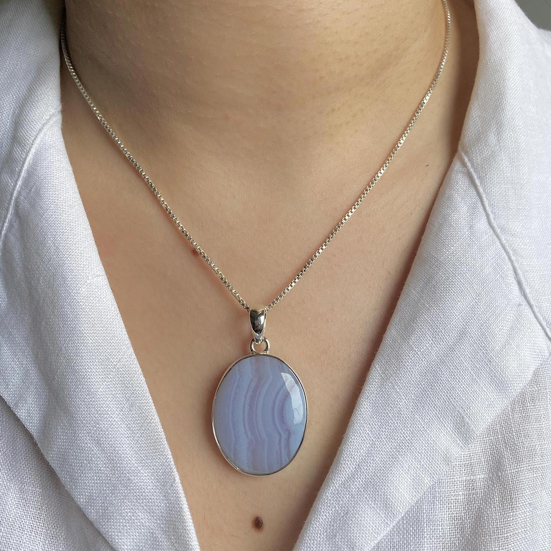 Blue Lace Agate Pendant-(BLA-P-26.)