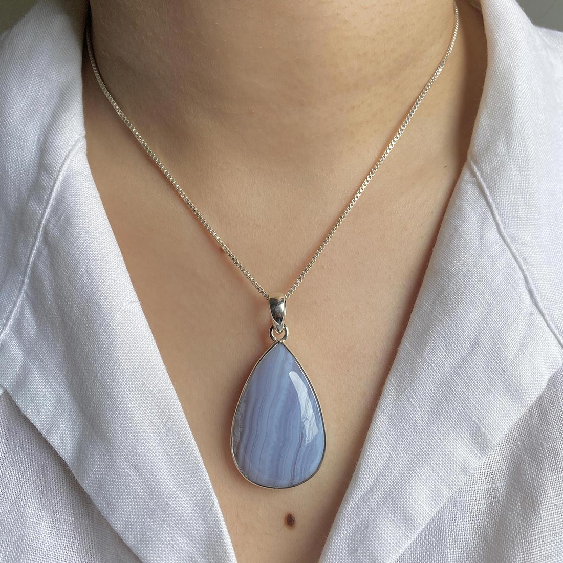 Blue Lace Agate Pendant-(BLA-P-27.)