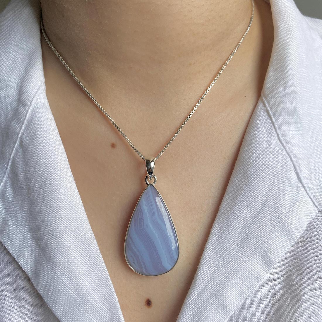 Blue Lace Agate Pendant-(BLA-P-28.)