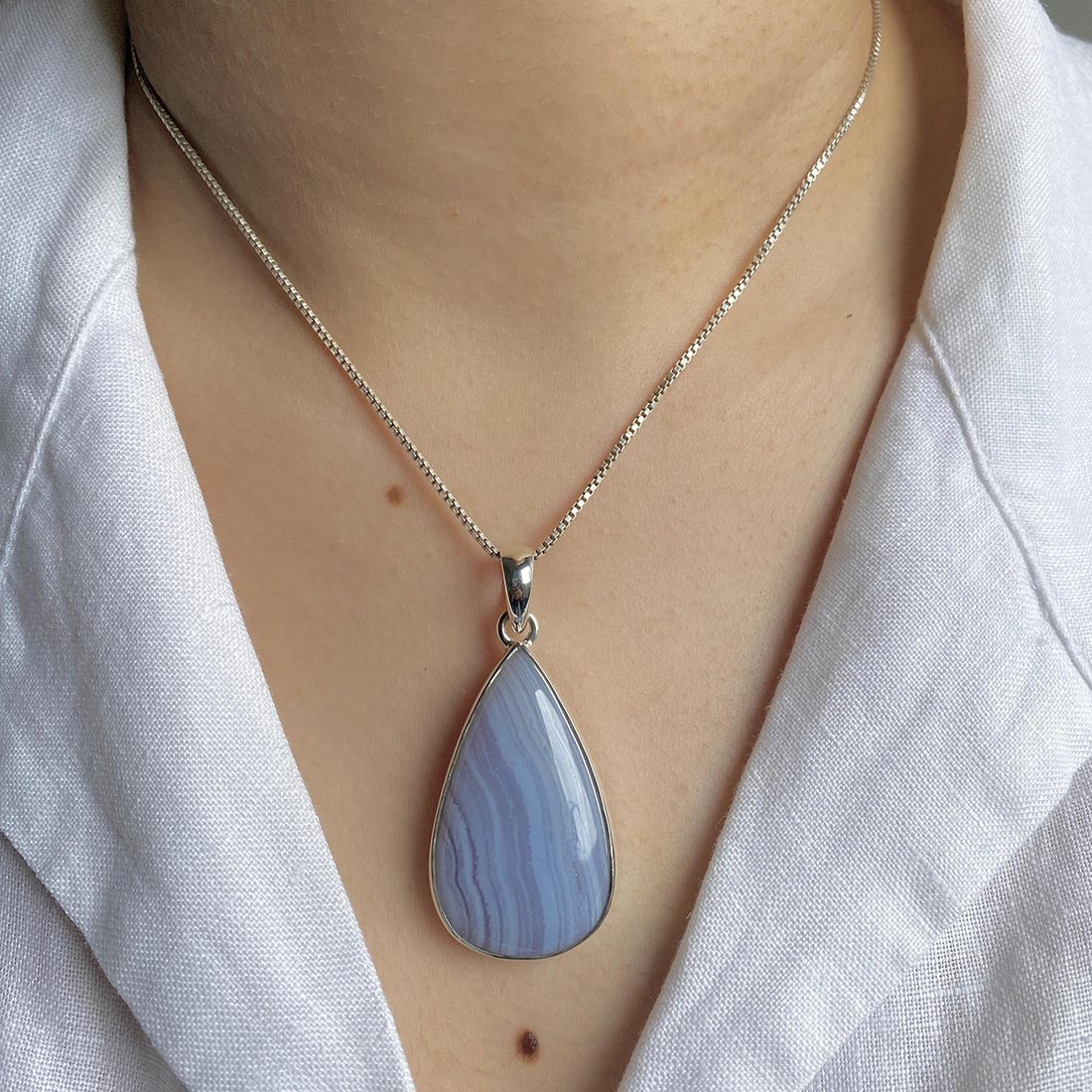 Blue Lace Agate Pendant-(BLA-P-29.)