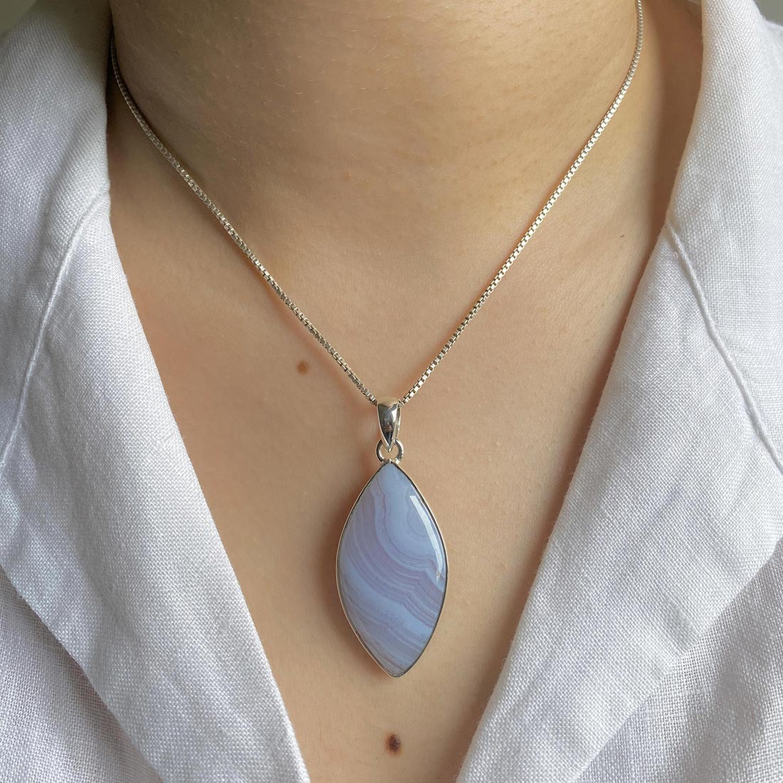 Blue Lace Agate Pendant-(BLA-P-3.)