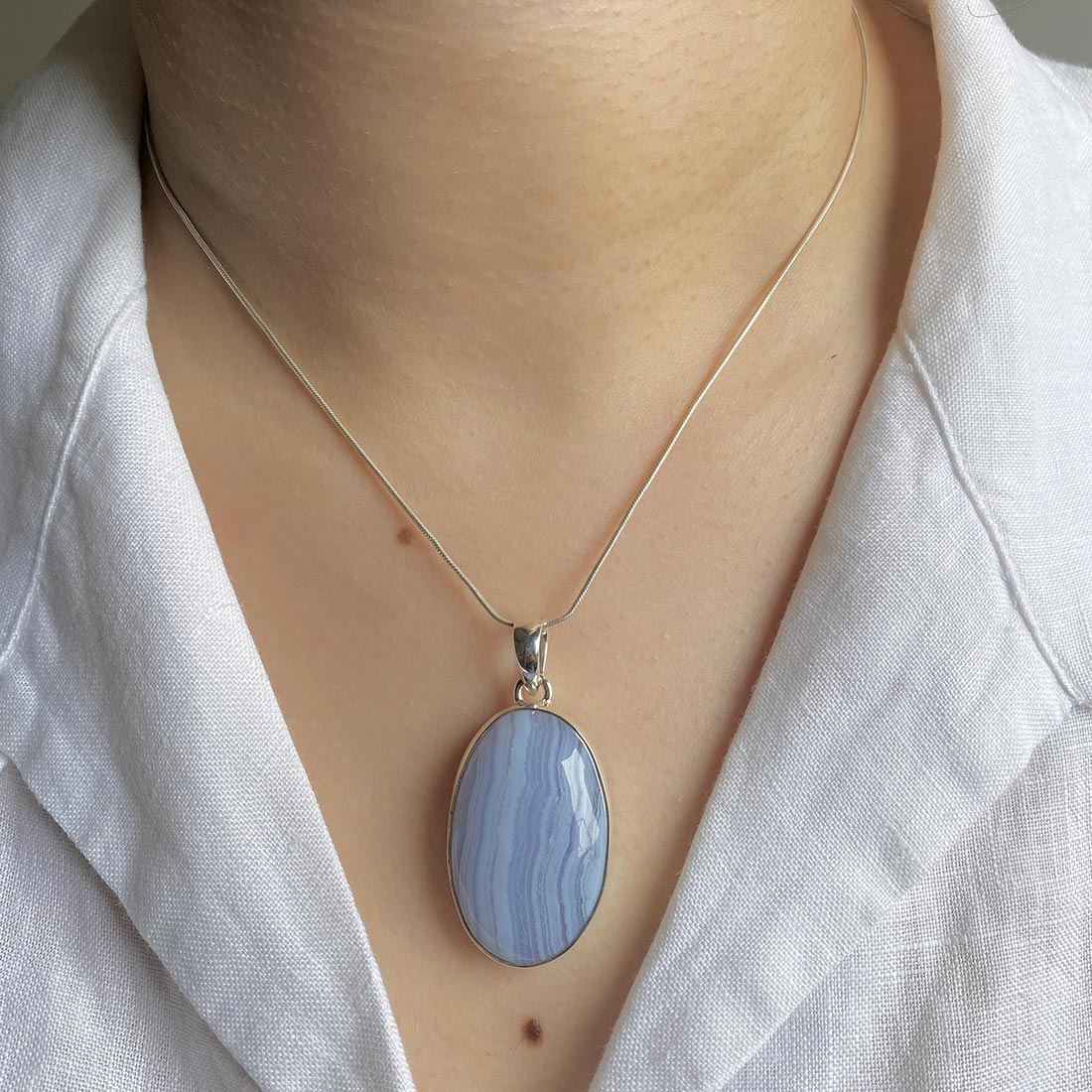 Blue Lace Agate Pendant-(BLA-P-30.)