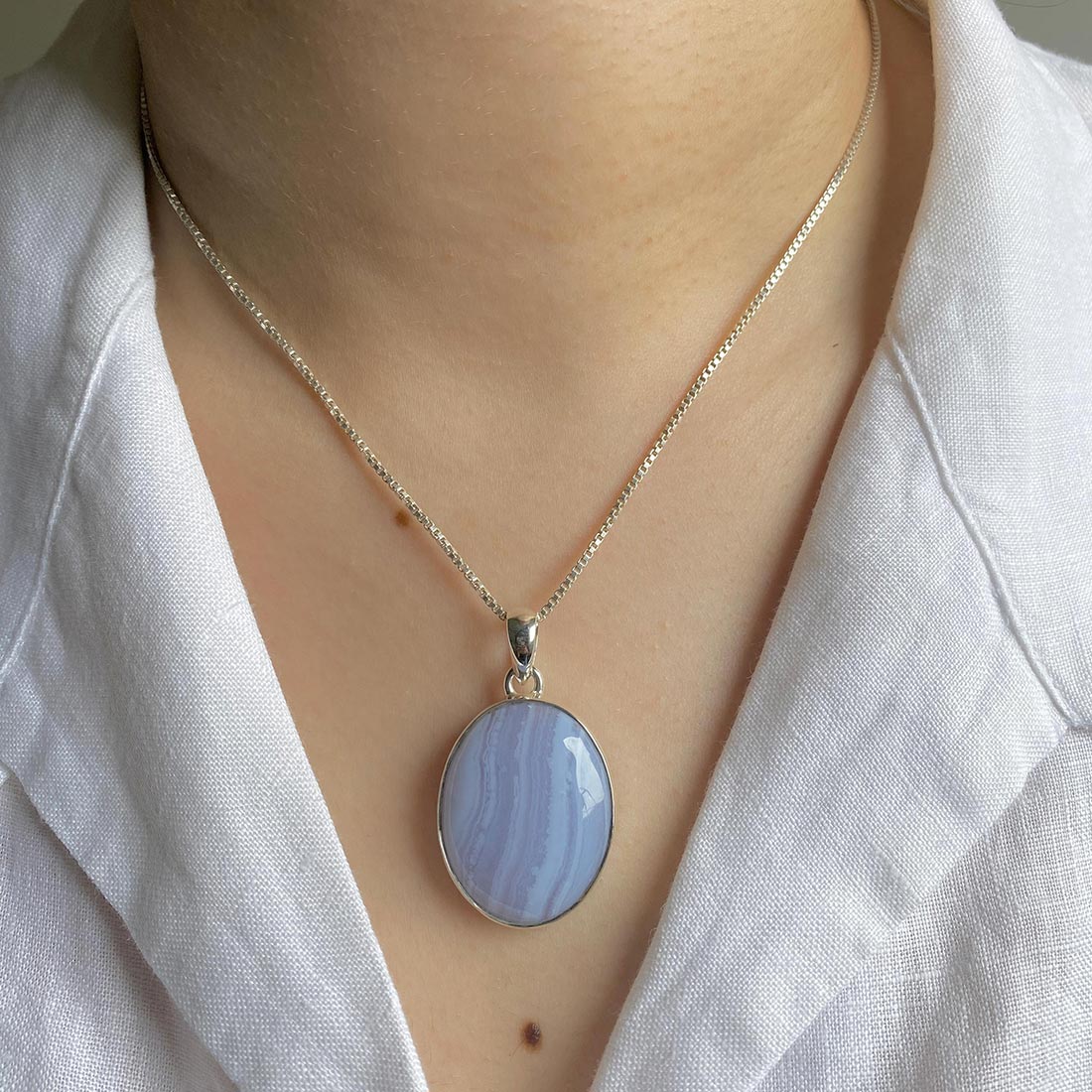 Blue Lace Agate Pendant-(BLA-P-4.)