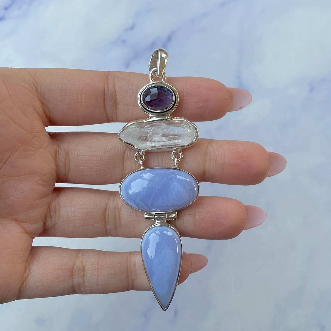 Blue Lace Agate Pendant-(BLA-P-44.)