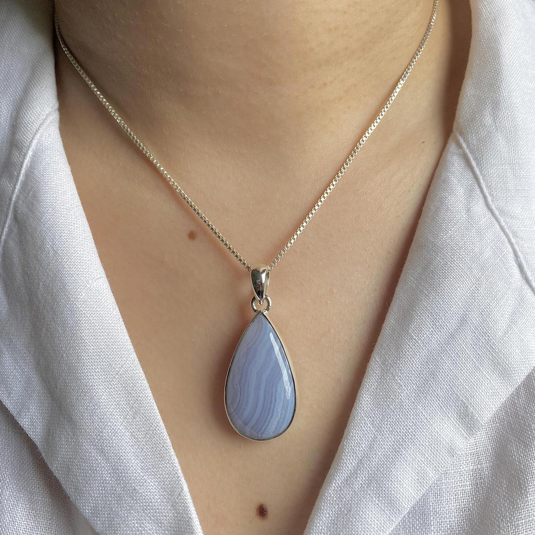 Blue Lace Agate Pendant-(BLA-P-5.)