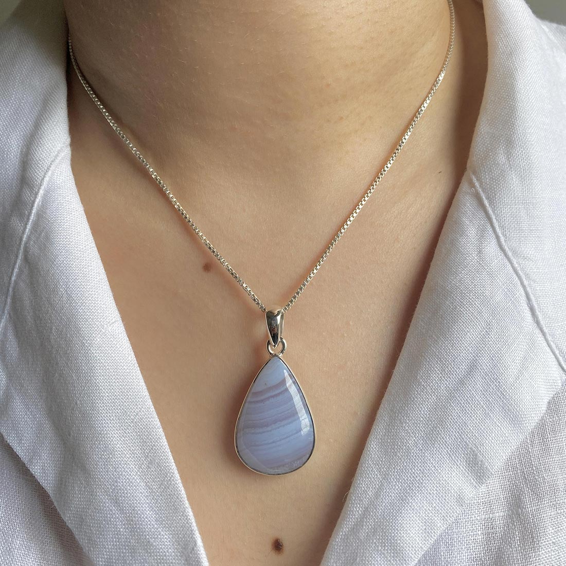 Blue Lace Agate Pendant-(BLA-P-6.)