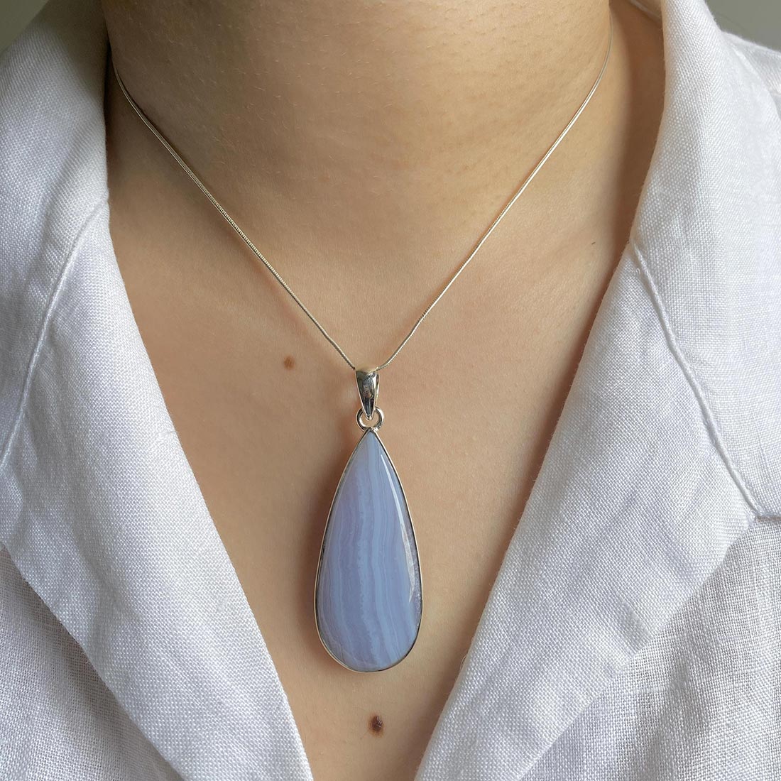 Blue Lace Agate Pendant-(BLA-P-7.)