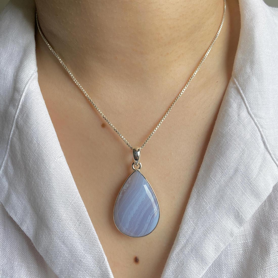 Blue Lace Agate Pendant-(BLA-P-8.)