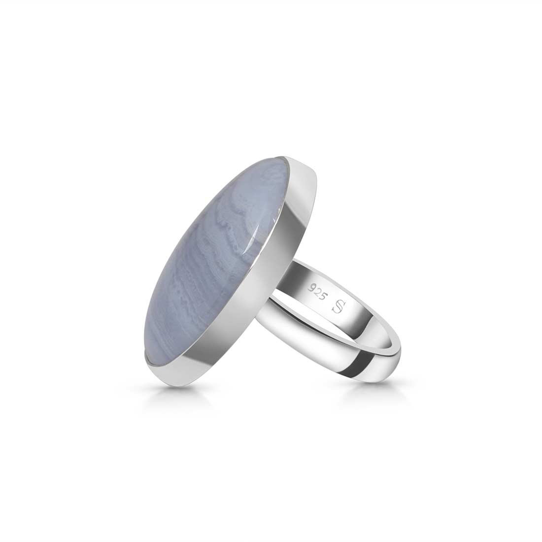 Blue Lace Agate Adjustable Ring-(BLA-R-11.)