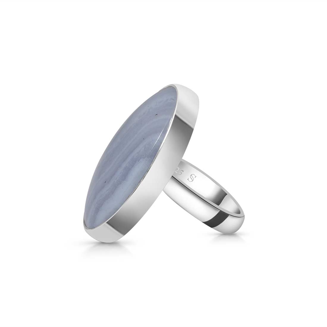 Blue Lace Agate Adjustable Ring-(BLA-R-14.)