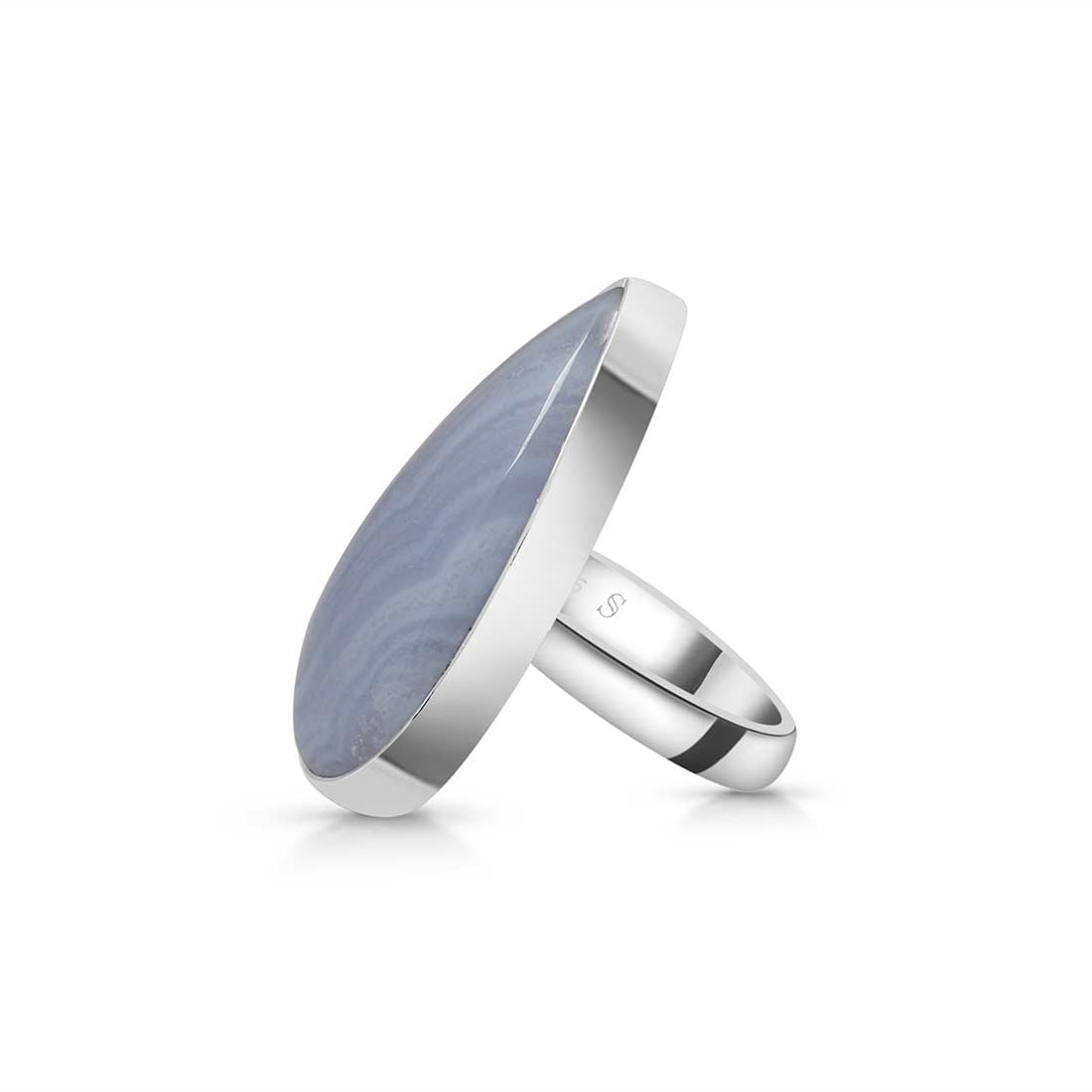 Blue Lace Agate Adjustable Ring-(BLA-R-16.)