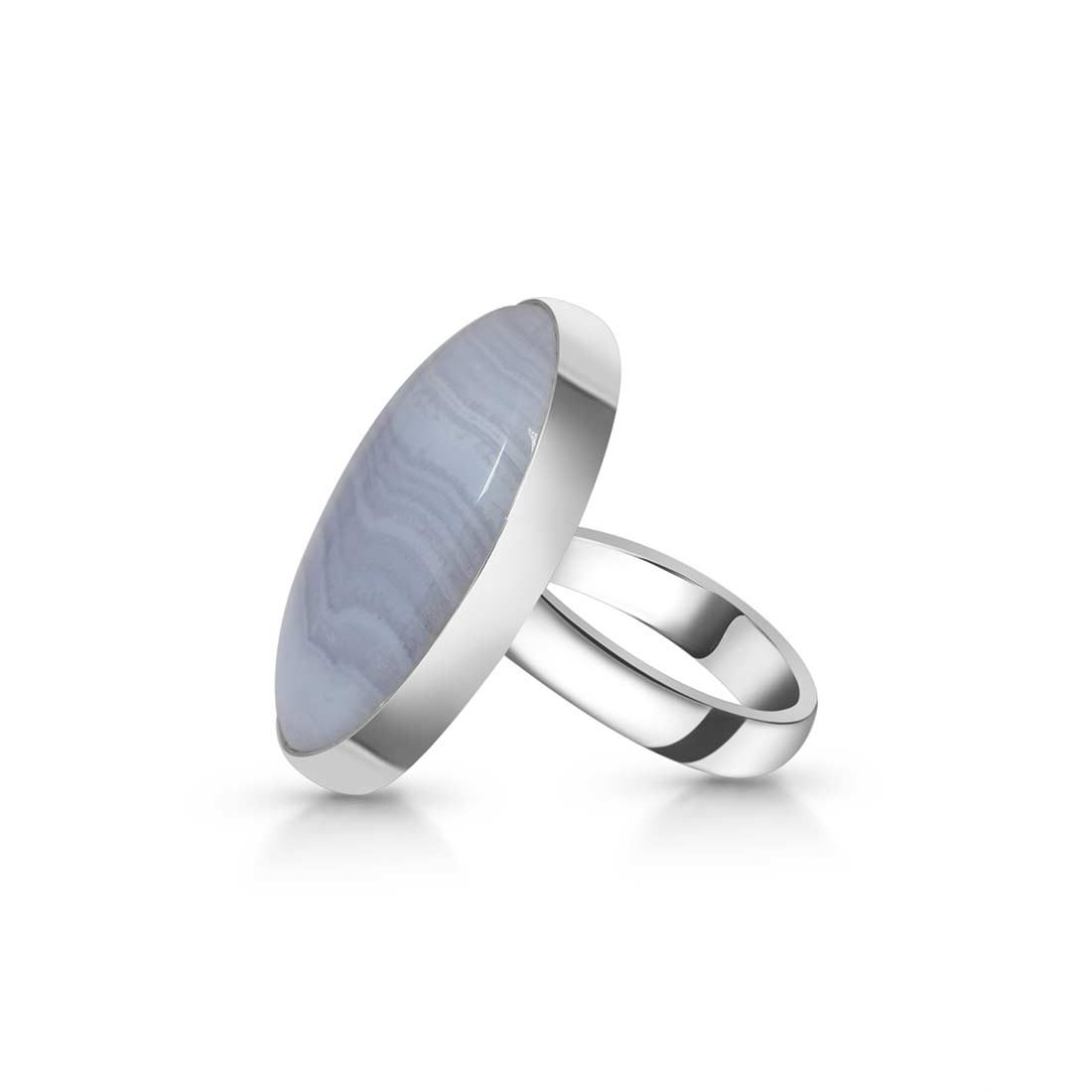 Blue Lace Agate Adjustable Ring-(BLA-R-17.)