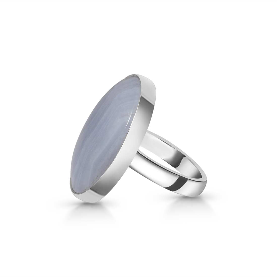 Blue Lace Agate Adjustable Ring-(BLA-R-18.)