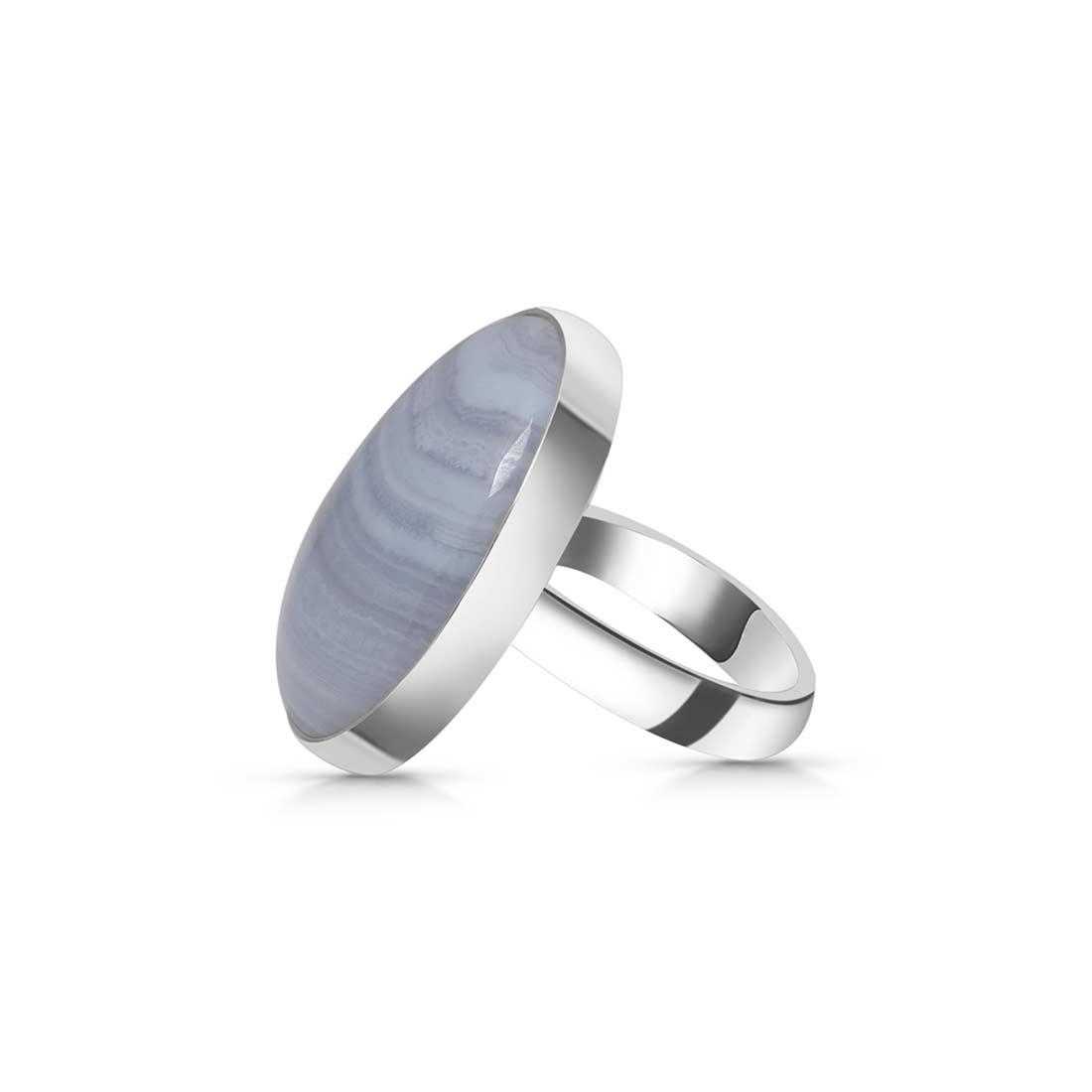 Blue Lace Agate Adjustable Ring-(BLA-R-2.)