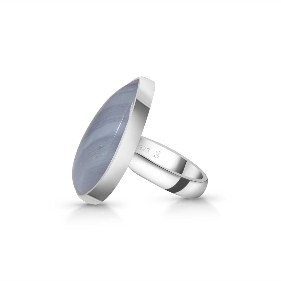 Blue Lace Agate Adjustable Ring-(BLA-R-30.)