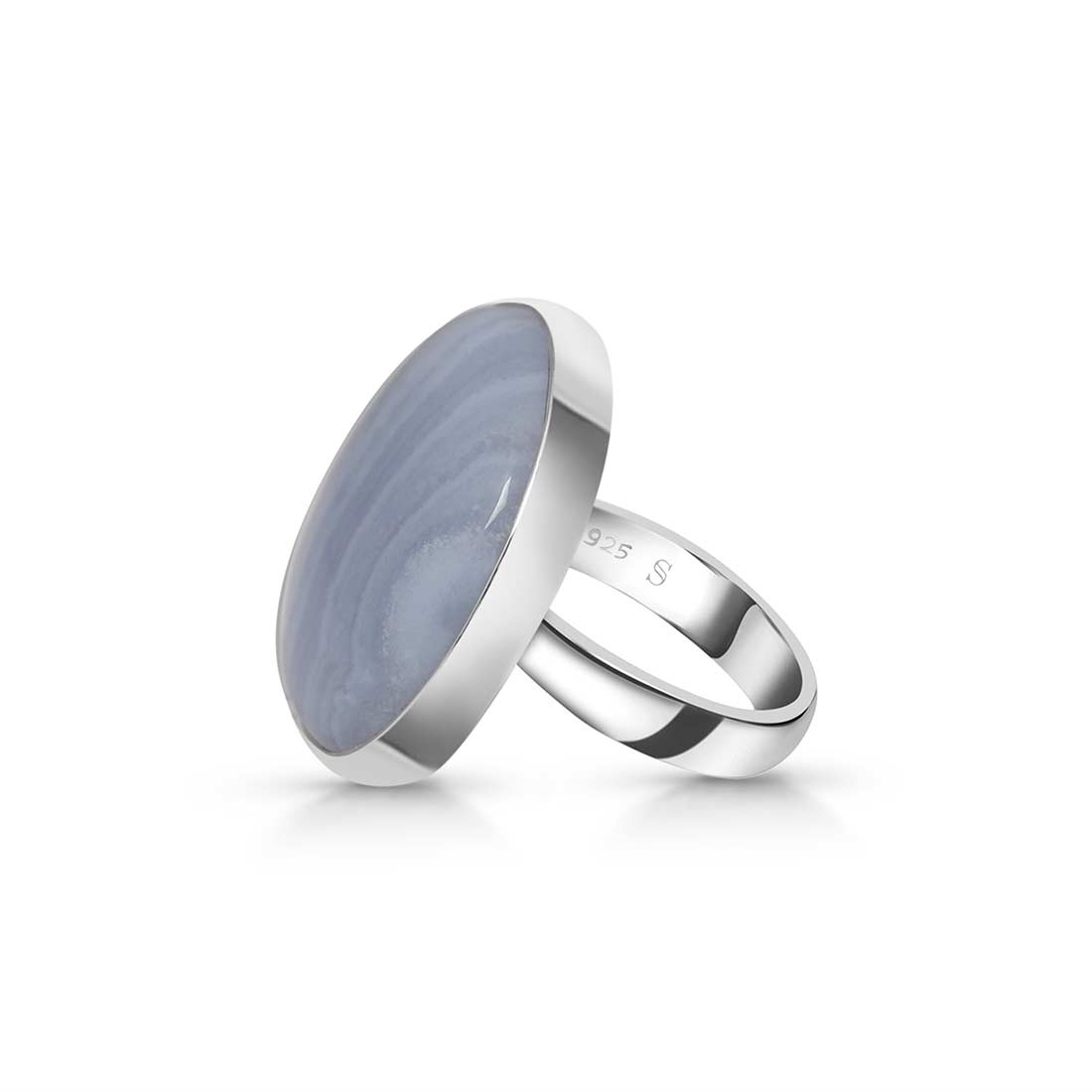 Blue Lace Agate Adjustable Ring-(BLA-R-34.)