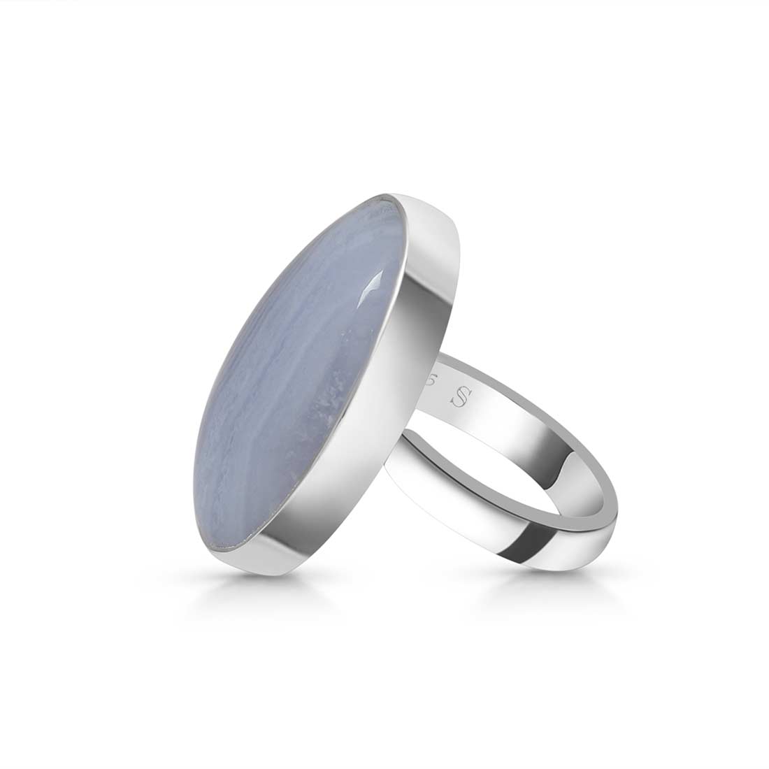 Blue Lace Agate Adjustable Ring-(BLA-R-35.)