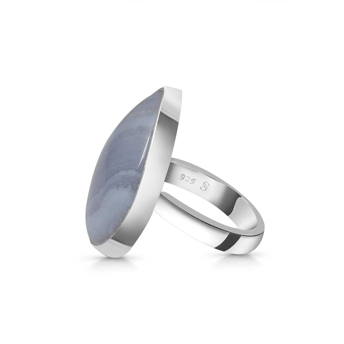 Blue Lace Agate Adjustable Ring-(BLA-R-36.)