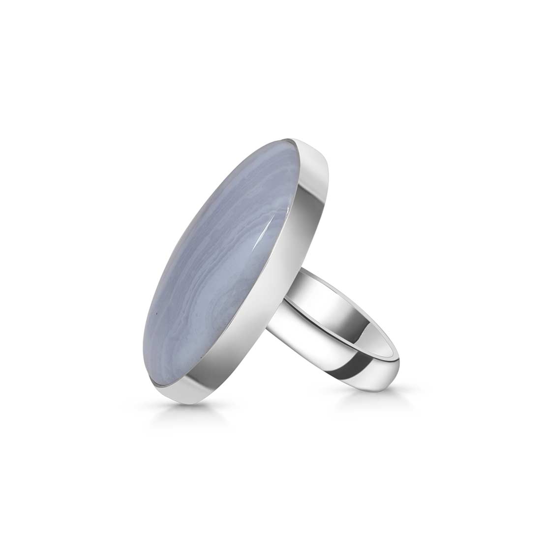 Blue Lace Agate Adjustable Ring-(BLA-R-5.)