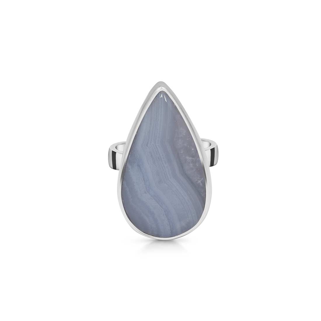 Blue Lace Agate Adjustable Ring-(BLA-R-6.)