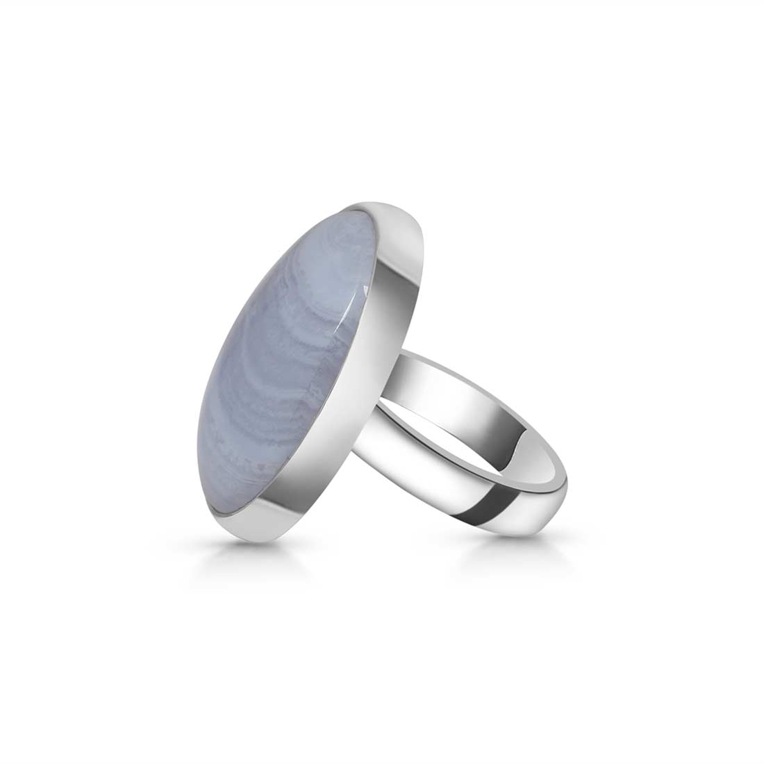 Blue Lace Agate Adjustable Ring-(BLA-R-7.)