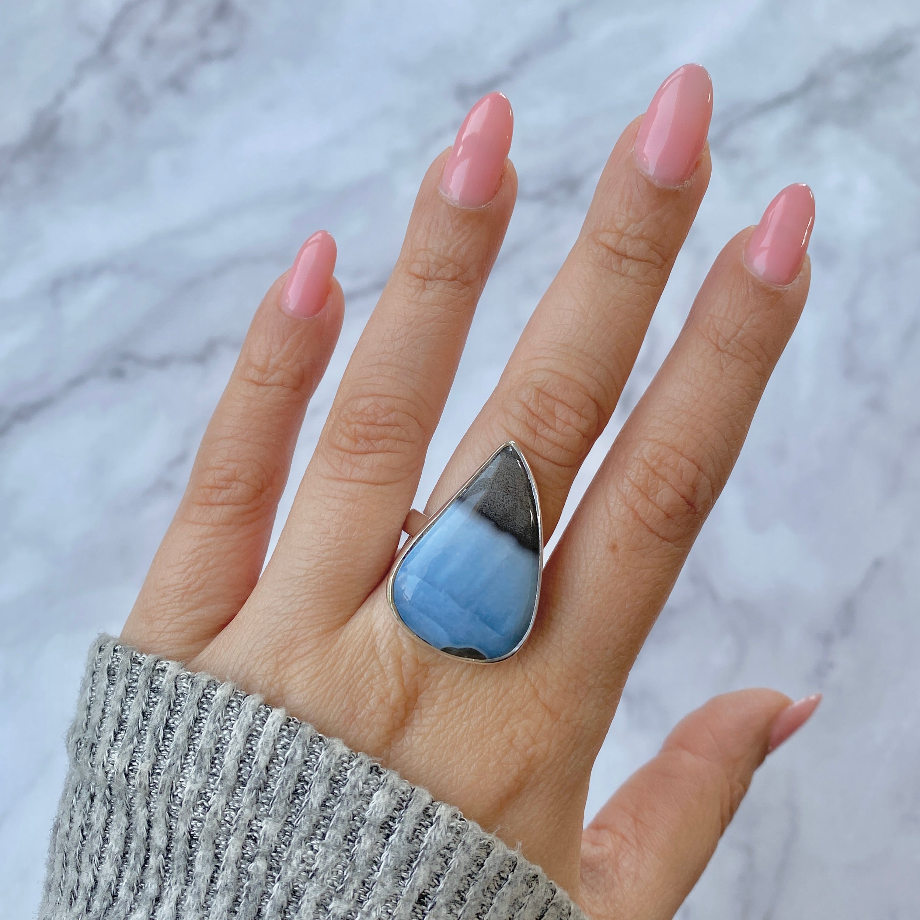 Blue Opal Adjustable Ring-(BLO-R-15.)