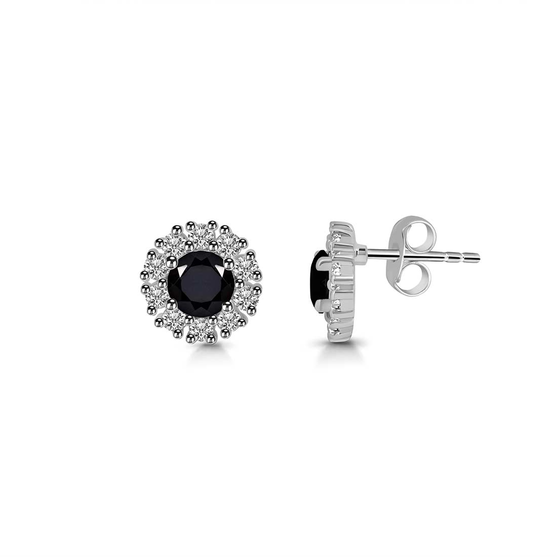 Black Tourmaline Stud Earring-(BLS-SE-1268.)