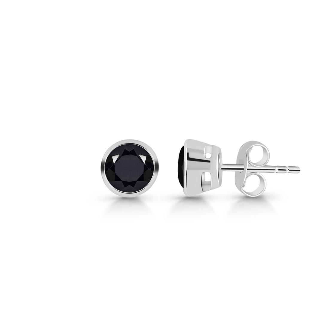 Black Tourmaline Stud Earring-(BLS-SE-1425.)