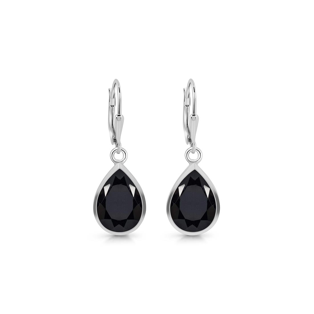 Black Tourmaline Leverback Earring-(BLS-SE-725.)