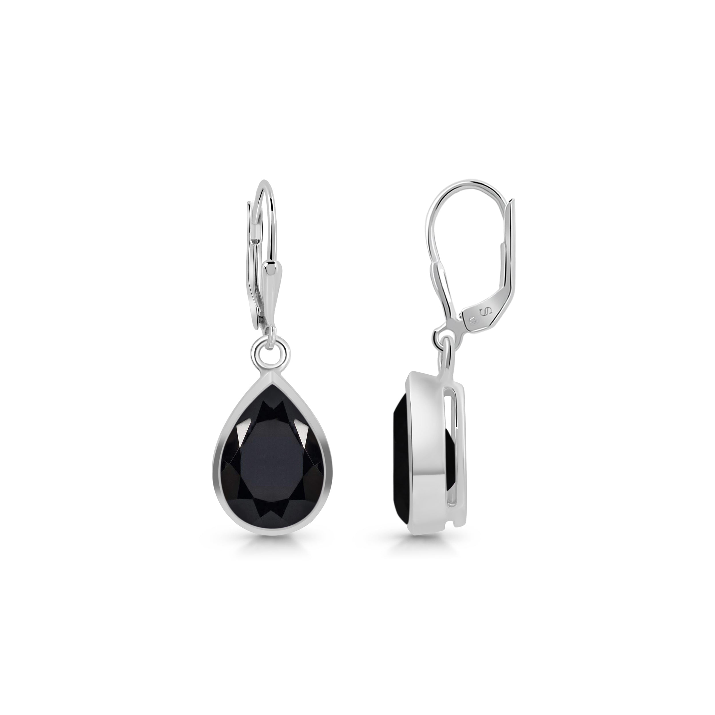 Black Tourmaline Leverback Earring-(BLS-SE-725.)