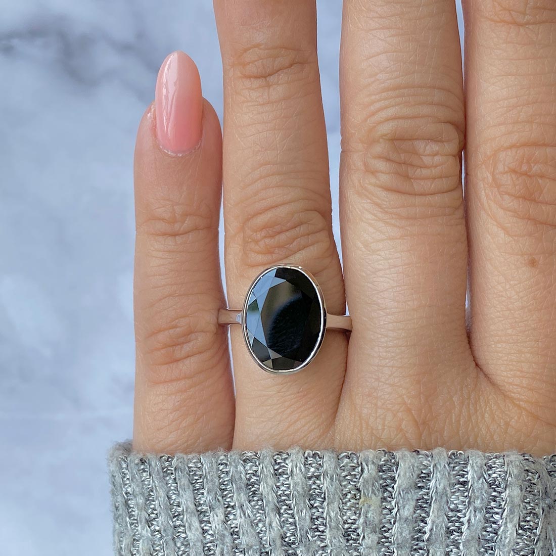 Black Tourmaline Ring-(BLS-SR-1892.)