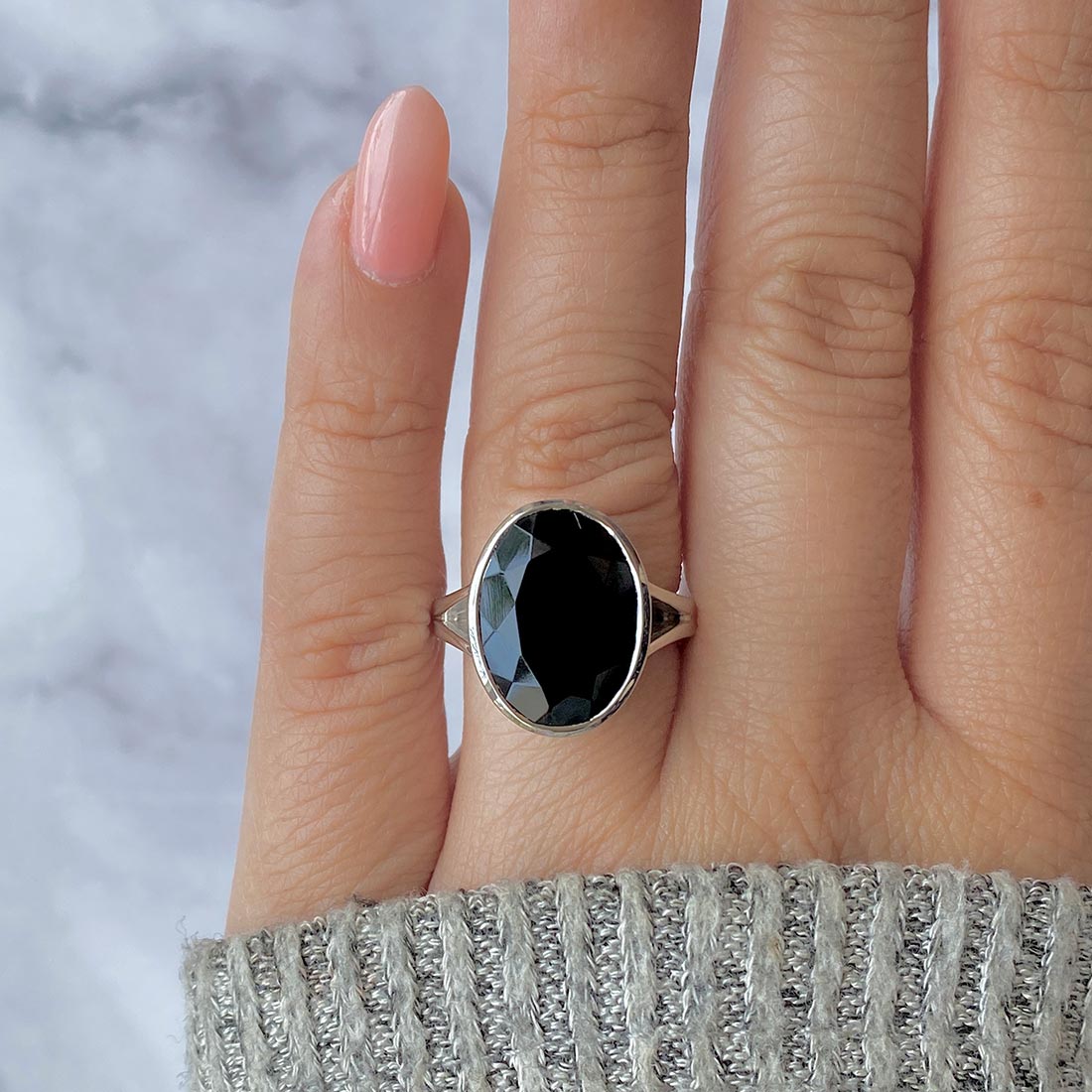 Black Tourmaline Ring-(BLS-SR-1897.)