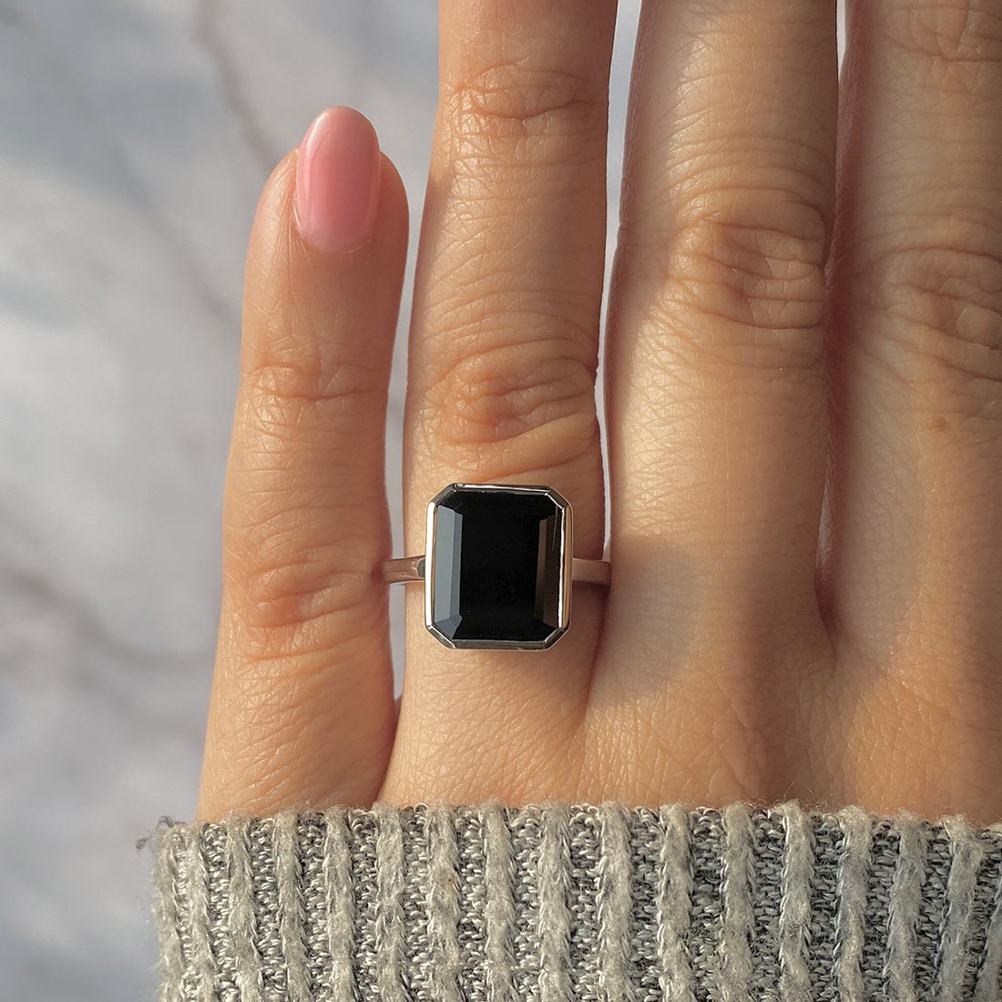 Black Tourmaline Ring-(BLS-SR-1927.)