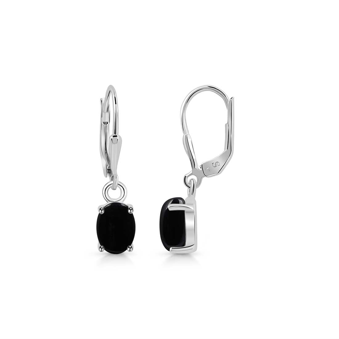 Black Onyx Leverback Earring-(BOX-SE-1128.)