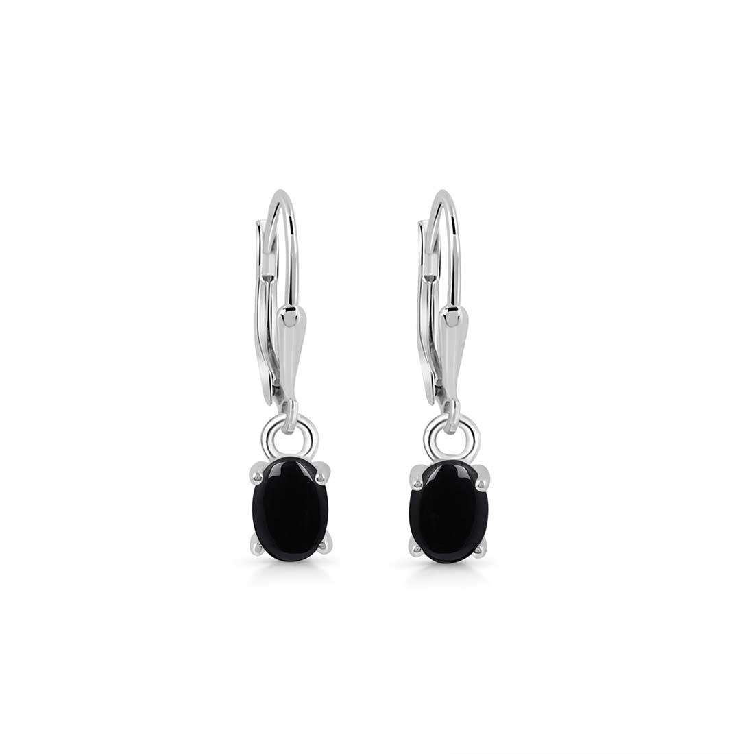 Black Onyx Leverback Earring-(BOX-SE-1177.)