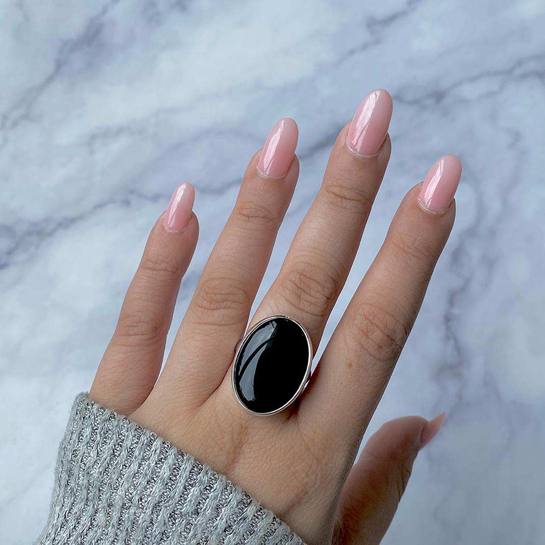 Black Onyx Adjustable Ring-(BOX-R-13)