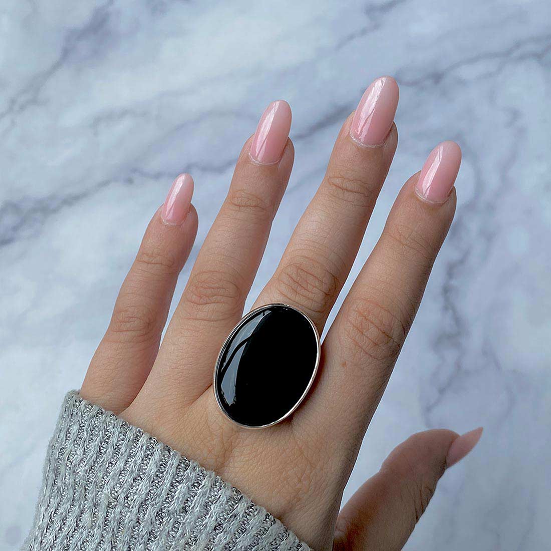 Black Onyx Adjustable Ring-(BOX-R-16)