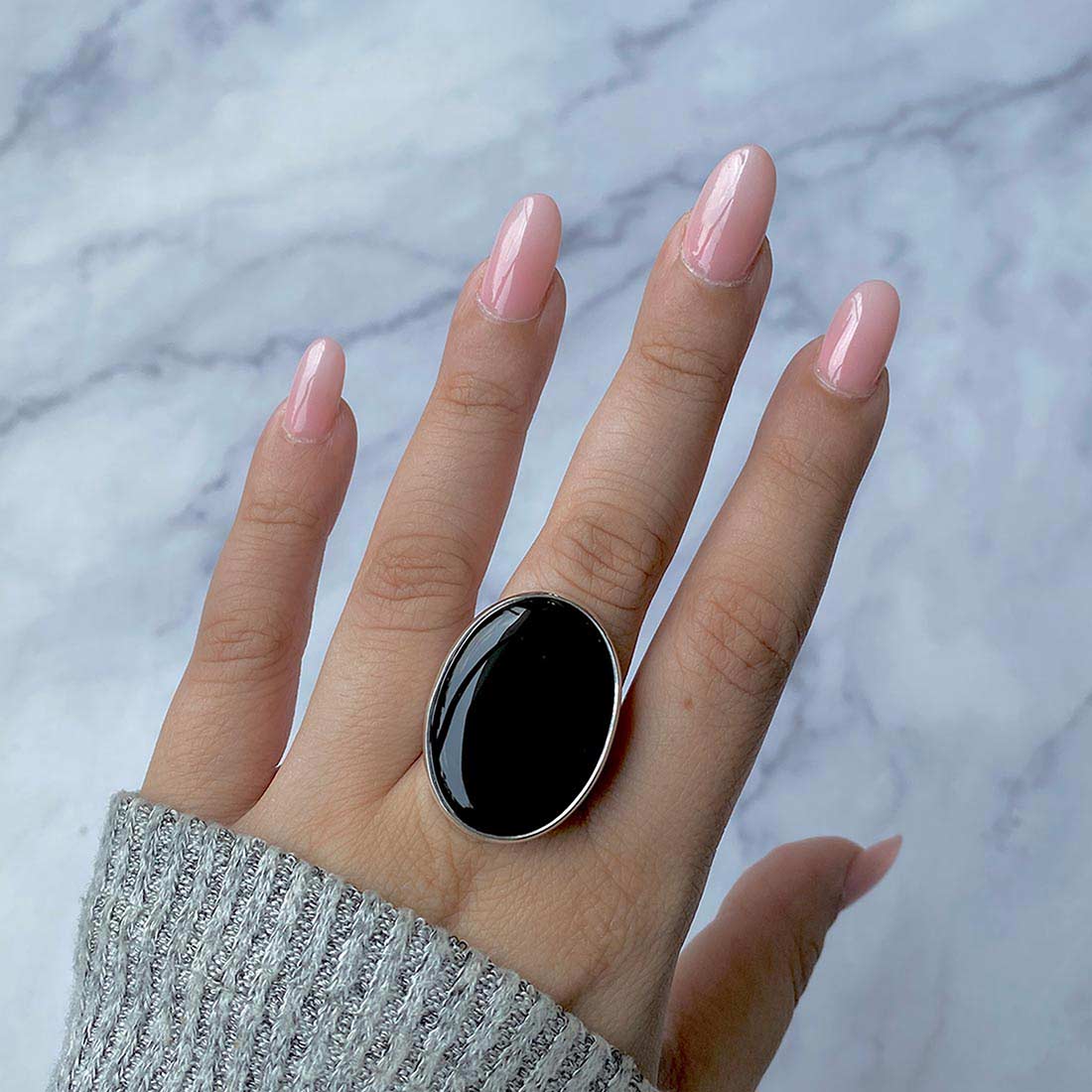 Black Onyx Adjustable Ring-(BOX-R-26)