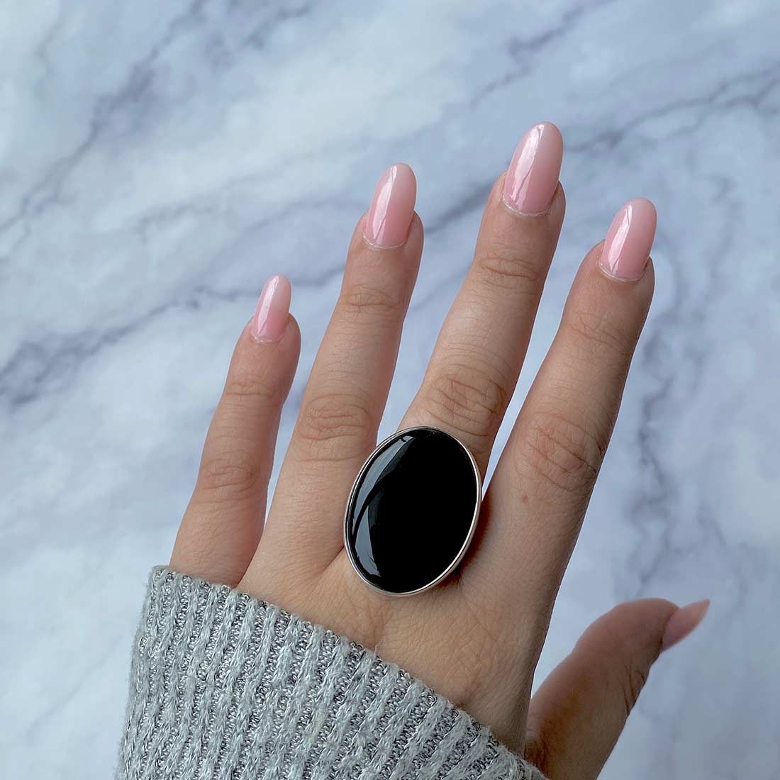 Black Onyx Adjustable Ring-(BOX-R-32)