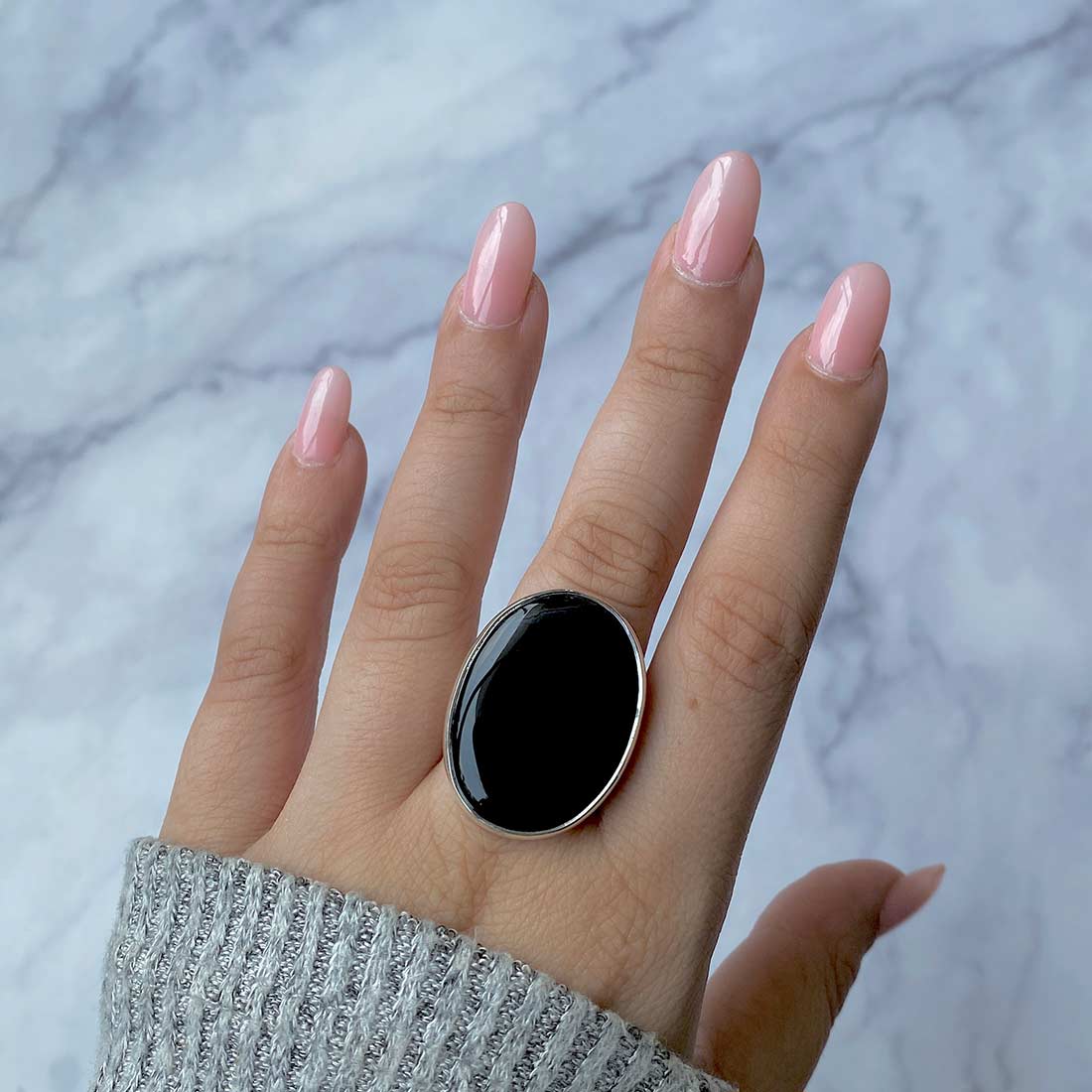 Black Onyx Adjustable Ring-(BOX-R-34)