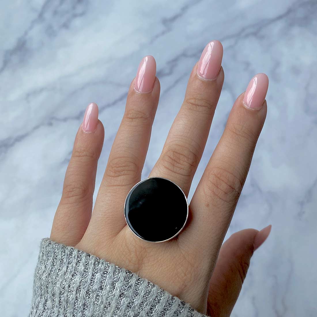 Black Onyx Adjustable Ring-(BOX-R-35)