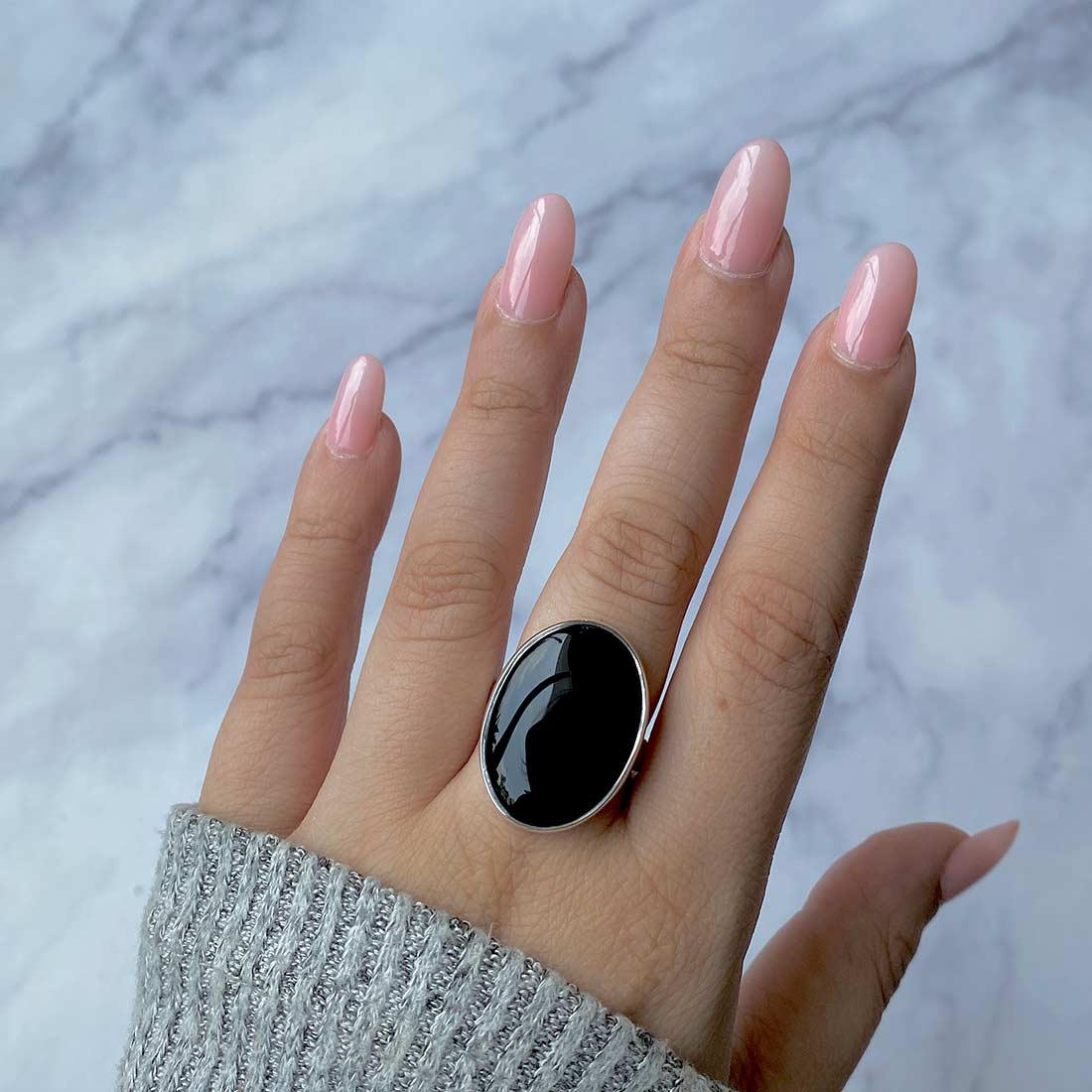 Black Onyx Adjustable Ring-(BOX-R-36)