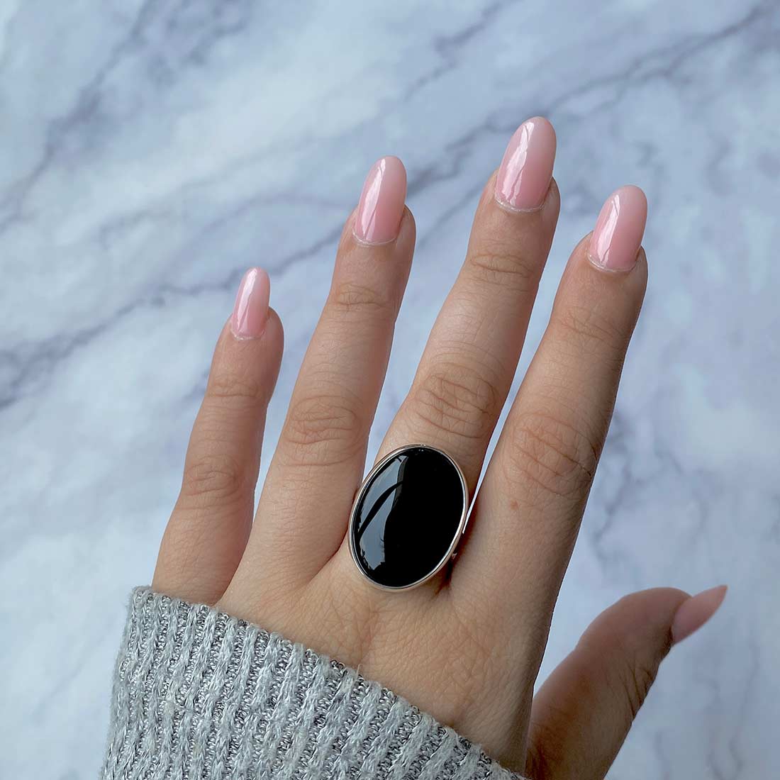 Black Onyx Adjustable Ring-(BOX-R-37)