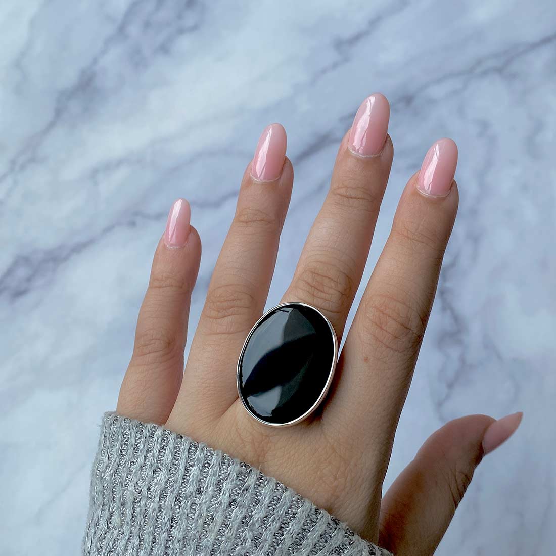 Black Onyx Adjustable Ring-(BOX-R-38)